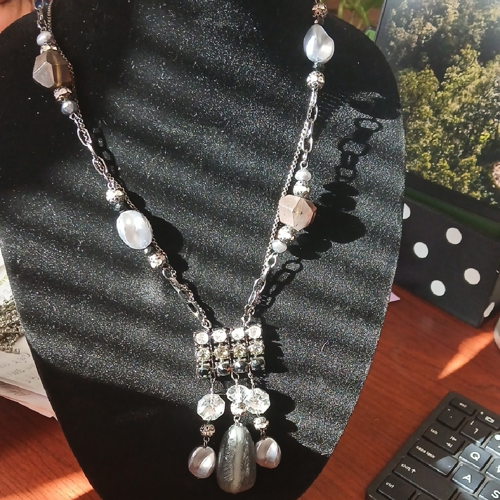 Elegant Silver and Black Necklace